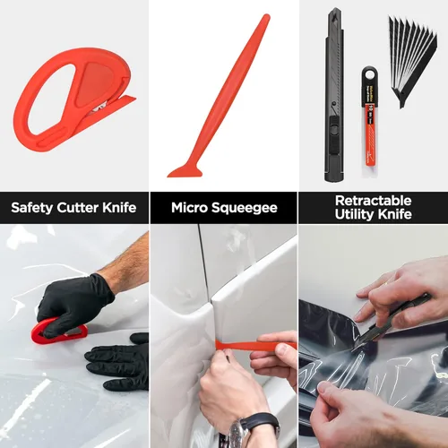 Vista 6 de ValueMax Kit de tinte para ventana, 10 piezas, herramientas de envoltura de vinilo para automóvil, juego de instalación de película protectora