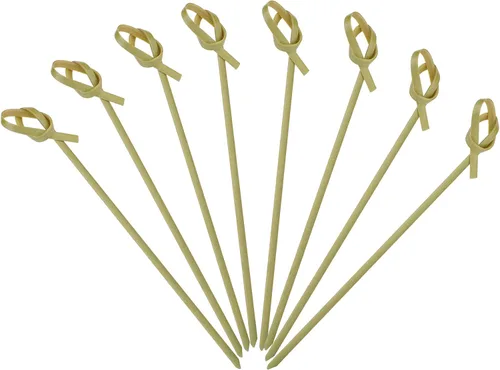 Vista 16 de Minisland Premium 3.5 Pulgadas Cuadradas Mini Palillos de Bambú Pequeños para Aperitivos, Kabobs de Fruta, Sándwiches, Cóctel, Fiesta, Palos