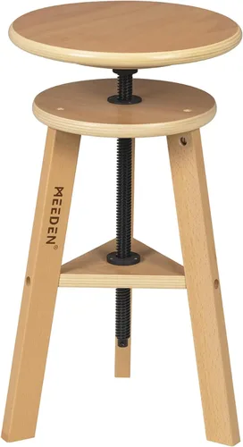 Vista 7 de MEEDEN Taburete de dibujo de madera con altura ajustable, taburete de artista, taburete de estudio de oficina, hasta 220 libras, madera de haya