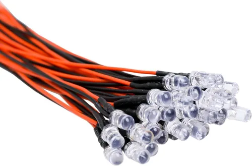 Vista 28 de 30 piezas de luces LED de 12 voltios de 1.8 mm, diodos emisores, precableados, 20 cm, DC 12v, lente transparente, pequeñas lámparas LED