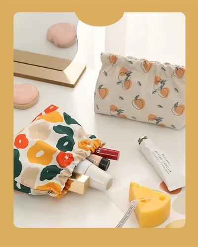 Vista 6 de 3 piezas Bolsa de cosméticos de bolsillo con tapa de presión, impermeable pequeña bolsa de maquillaje para bolso, mini kit de viaje