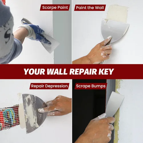 Vista 6 de Juego de Espátulas de Masilla, 4 Piezas de 2", 3", 4", 6" de Una Pieza de Acero Inoxidable Completamente Pulido Premium, Herramienta Raspadora