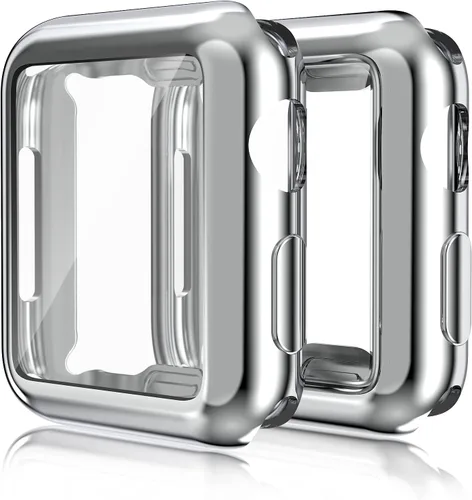 Vista 10 de Paquete de 2 fundas compatibles con Apple Watch de 1.496 pulgadas (1.496 in), protector de pantalla de poliuretano termoplástico (TPU), funda Negro