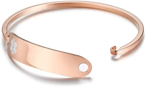 Vista 4 de VNOX Pulsera de acero inoxidable con grabado personalizado y alerta médica