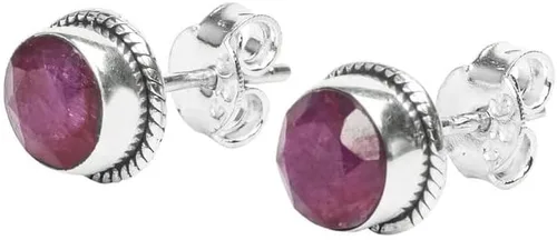 Aretes de plata de ley 925 con piedras preciosas redondas de 0.236 pulgadas (0.236 in) para niñas y mujeres