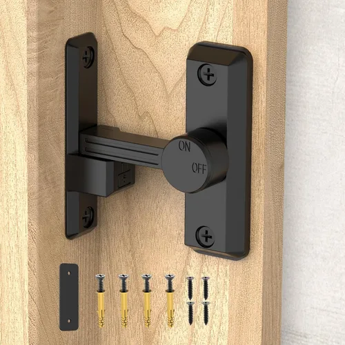 Cerradura de puerta de granero, cierre de puerta corredera abatible de 90/180 grados para garaje, dormitorio, gabinete, seguridad de aleación de