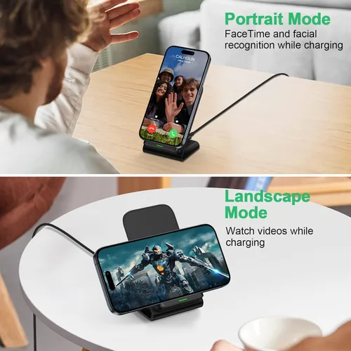 Vista 6 de Cargador inalámbrico Android Samsung para Samsung Galaxy S25FE S25 Plus S25 Edge S25 Ultra S24FE S23 S22, soporte de cargador de teléfono