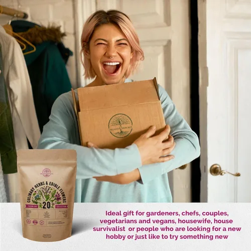 Vista 8 de Paquete variado de 20 hierbas culinarias y semillas de flores comestibles para plantar en interiores y exteriores. Más de 5100 semillas de jardín