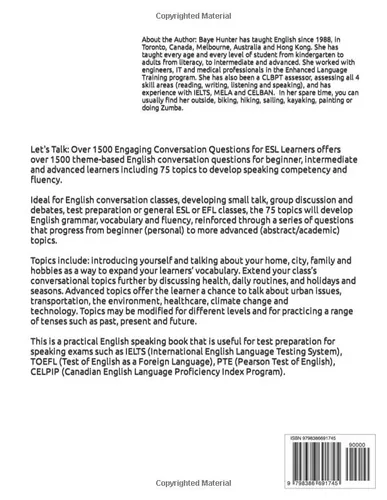 Vista 2 de LET'S TALK Over 1500 Engaging Conversation Questions for ESL Learners An ESL Teacher Resource for Developing Fluency and Speaking Competency
