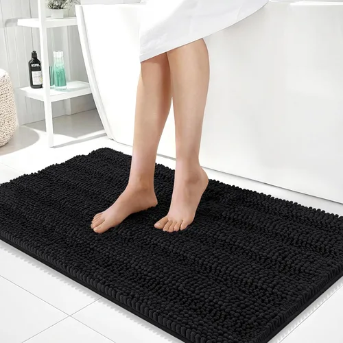 Vista 357 de OLANLY Alfombras de Baño Gruesas de 47 x 20 pulgadas, Extra Suaves Absorbentes de Chenilla a Rayas, Respaldo de Goma, Lavables y Secables a Máquina