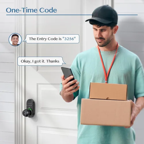 Vista 4 de Yamiry - Cerradura inteligente con teclado, cerradura digital de entrada sin llave con asa, perilla electrónica de código para puerta delantera