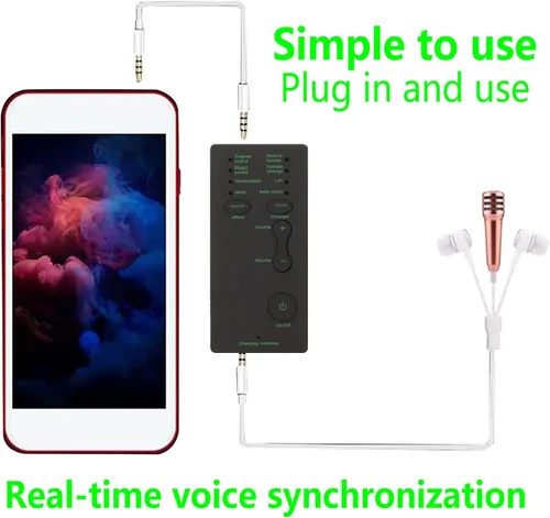 Vista 4 de Cambiador de voz portátil, micrófono de disfraz de voz con 7 efectos de sonido para teléfono móvil PC para Xbox para PS4