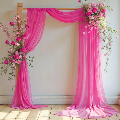 Vista 23 de Tela drapeada para arco de boda, 1 panel de 18 pies, cortina de telón de fondo transparente azul bebé, cortina de gasa para boda, arco, ceremonia