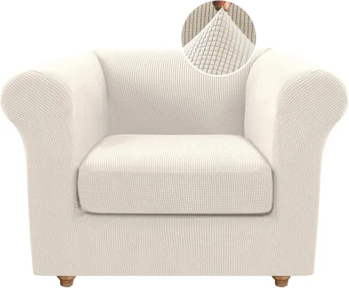 Vista 22 de H.VERSAILTEX - 4 piezas de fundas de sofá elásticas para sofá de 3 cojines, fundas de sofá de estilo Chesterfield tradicional