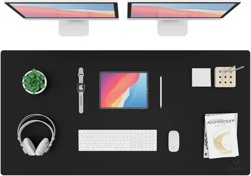 Vista 53 de K KNODEL Alfombrilla de escritorio pequeña de cuero para oficina, para mouse y teclado, alfombrilla para computadora y laptop, protector y cubierta