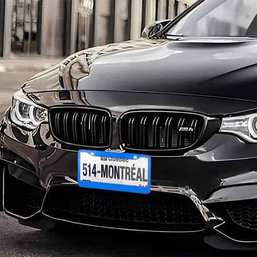 Vista 6 de Marco para matrícula de automóvil, 2 marcos para matrícula delantera y trasera, impermeables, mate, con tapas de tornillos antirrobo, juego