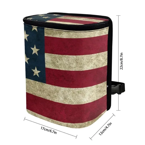 Vista 6 de Yewattles Cubo de basura con tapa para automóvil, con bandera estadounidense, impermeable, a prueba de fugas, accesorios de automóvil, vehículo