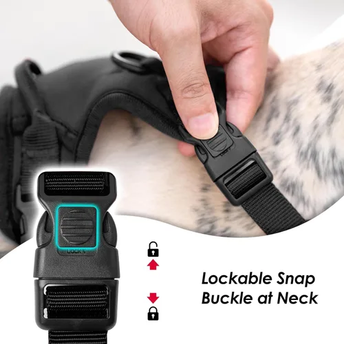 Vista 2 de Arnés para perro sin tirones, chaleco para cachorro con clip frontal para perros pequeños, medianos y grandes (negro, XS)