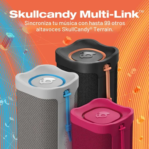 Vista 6 de Lifeworks Skullcandy Terrain XL - Altavoz Bluetooth inalámbrico IPX7 impermeable, batería de 18 horas, muñequera de nailon, estéreo inalámbrico Verde
