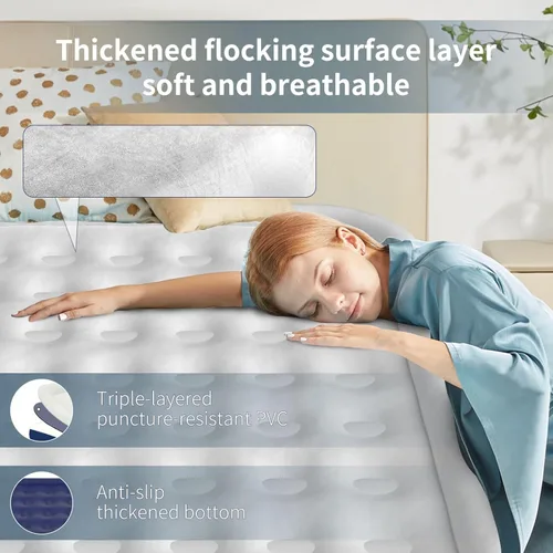 Vista 3 de OGXCUU Colchón de aire Queen con bomba integrada, colchones de aire completo, colchón inflable con autoinflado/desinflado, cama inflable superior