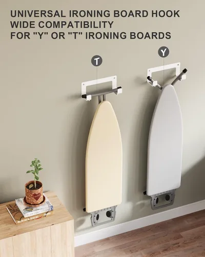 Vista 2 de Soporte de Pared para Tabla de Planchar de Acero Inoxidable, Colgador de Pared para Tabla de Planchar con Patas Y T, Soporte de Pared para Cuarto