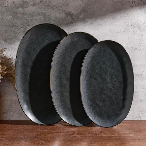 Vista 11 de famiware Bandeja de Servir, Platos de Servir Ovalados de 15.59/14.3/12.9 pulgadas para Entretenimiento, Cuencos de Servir, Esmalte Reactivo