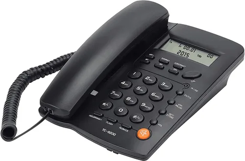Teléfono de línea fija, teléfono con cable con modo DTMF/FSK - Pantalla LCD - Memoria de llamadas - Calculadora básica - Memoria de un toque M1, M2