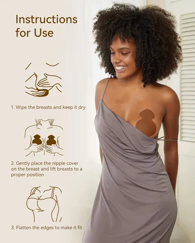 Vista 3 de Niidor Pasties Nipple Covers, Ultra-thin Adhesive Silicone Nipple Padding Cover, Reusable Invisible Breast Petals for Women