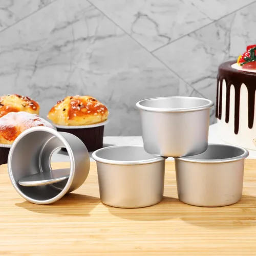 Vista 9 de UPKOCH Juego de mini moldes redondos para tartas de 2.5 pulgadas de aleación de aluminio con parte inferior extraíble para pastel de queso, mousse