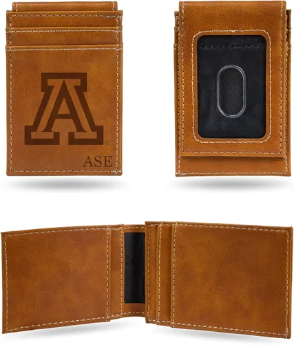 Vista 33 de Rico Industries NCAA Arizona State Sun Devils Brown - Cartera de bolsillo frontal personalizada con grabado láser - Delgada/ligera - Gran artículo