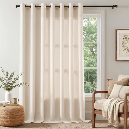 Vista 37 de jinchan Cortinas de Lino Beige de 84 Pulgadas de Largo, Juego de 2 Paneles, Cortinas Semitraslúcidas Ligeras con Ojales para Dormitorio, Casa