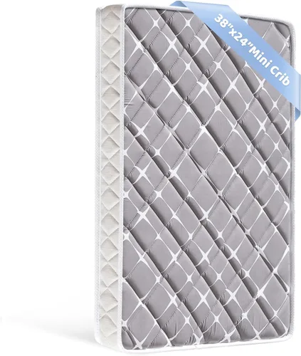 Vista 8 de Colchón mini para cuna, 38 x 24 x 4 pulgadas, doble cara con soporte firme y espuma cómoda, transpirable, silencioso e inodoro, se adapta a