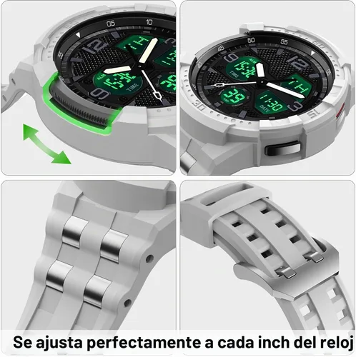 Vista 6 de Correa compatible con Samsung Galaxy Watch 6 Classic de 1.850 in, funda resistente de una pieza con correa (2023)