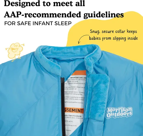Vista 3 de Morrison Outdoors Little Mo 40° Baby Sleeping Bag (6-18 Months) The Camping Sleeping Bag for Babies and Toddlers with Adjustable Open-and-Close