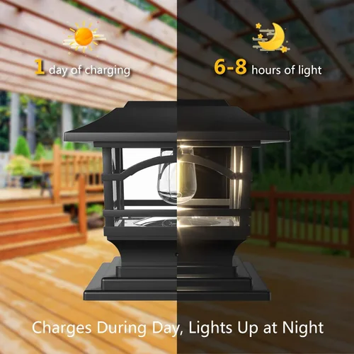 Vista 5 de Davinci Lighting - Luces solares estilo Edison, para poner en postes, para exteriores, 4 x 4, 5 x 5, 6 x 6, luz LED brillante para postes de jardín