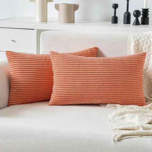 Vista 52 de MIULEE Paquete de 2 fundas de almohada de pana suave y sólidas, fundas de almohada cuadradas decorativas de color blanco crema para sofá, dormitorio