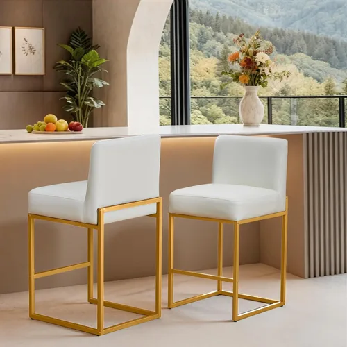 Vista 41 de Taburetes de bar de altura de mostrador, juego de taburetes de bar de piel sintética de 3,26 pulgadas, taburetes de cocina modernos con respaldos
