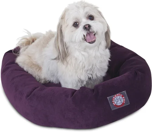 Vista 35 de Majestic Pet Cama para perros calmante de microterciopelo de 24 pulgadas, lavable – Cama redonda suave y acogedora para perros con soporte