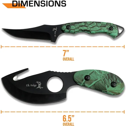 Vista 4 de Elk Ridge set de 2 cuchillos de caza con borde recto 17.8 cm Camuflaje
