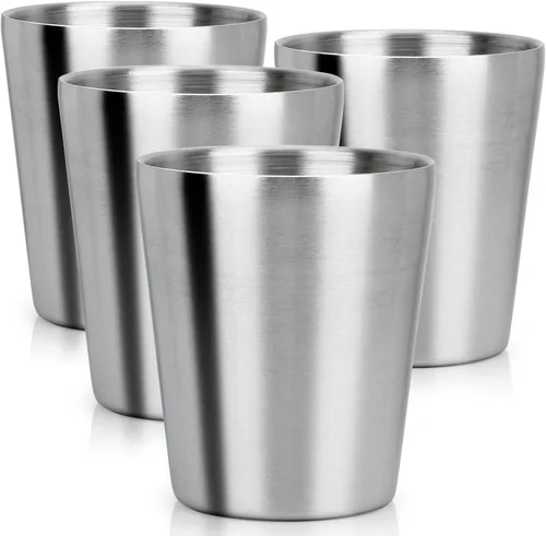 Vista 22 de Beasea Mini vasos de acero inoxidable, juego de 4 vasos de metal de 6 onzas, apilables de acero inoxidable 304, vasos de doble pared con aislamiento