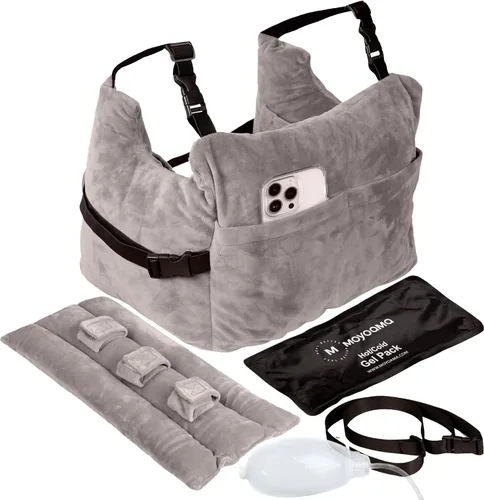 Vista 11 de MOYOAMA Almohada Post Mastectomía – Kit Protector de 4 Piezas incl. 1 Paquete de Gel, Cojín para Cinturón de Seguridad, Ducha Lan- Elementos