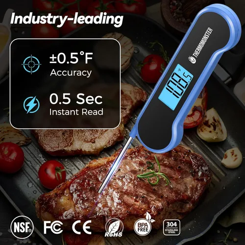 Vista 2 de Termómetro digital de lectura instantánea de 0.5 segundos para carne con precisión de ± 0.5 ℉, termómetro de alimentos para cocinar utensilios