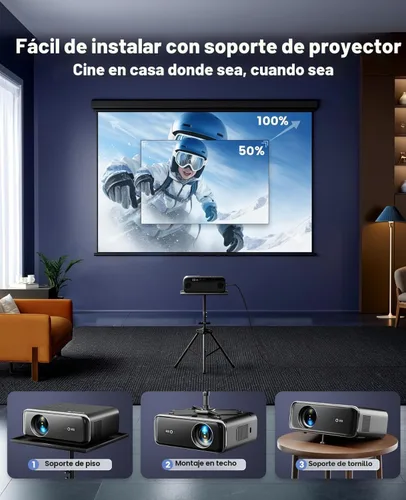 Vista 6 de [Built-in Official Apps/4K Support] Smart Outdoor Projector with WiFi and Bluetooth, 800ANSI Movie Projector, DoIby Audio with Dual Speaker, Auto