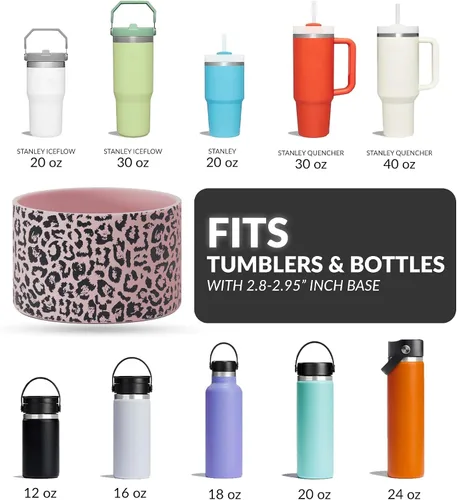 Vista 2 de Funda de silicona para botellas Stanley de 20-40oz, termos Hydro Flask, termos Simple Modern, termo Iron Flask, termos similares, accesorio