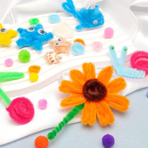 Vista 4 de Eppingwin Limpiapipas multicolor, tallos de felpilla de 12 pulgadas para manualidades, limpiapipas, suministros de manualidades para proyectos