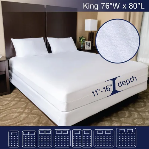 Vista 9 de Four Seasons Essentials Funda de colchón impermeable tamaño King con protección contra insectos y alivio de alergias, color blanco