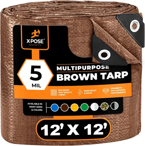 Vista 151 de Xpose Safety - Lona de polietileno ligera azul – Funda protectora multiusos, paño de goteo – duradero, impermeable, resistente a la intemperie