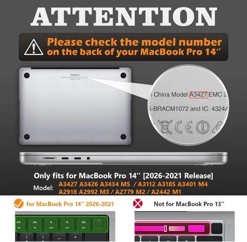 Vista 2 de SEYMAC stock Funda para MacBook Pro de 14 pulgadas, Protección Absorbente de Impactos con Soporte Plegable y Funda con Alfombrilla para Ratón