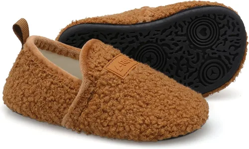 Vista 2 de L-RUN - Pantuflas de casa para niños pequeños y niñas, para interiores, calcetines calientes para niños