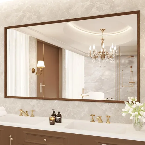 Vista 96 de JISOSO - Espejo de baño negro de 20x30 pulgadas con marco de metal negro, espejo de tocador rectangular redondeado con acabado mate para pared